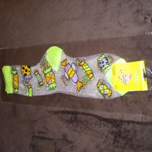 🆕🍬Orange/green/purple/yellow🍬  Green & CLEAR nylon fashion socks